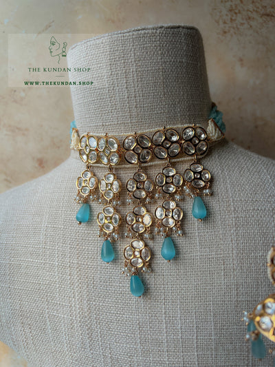 Kundan Drops in Pastel Blue Necklace Sets THE KUNDAN SHOP 
