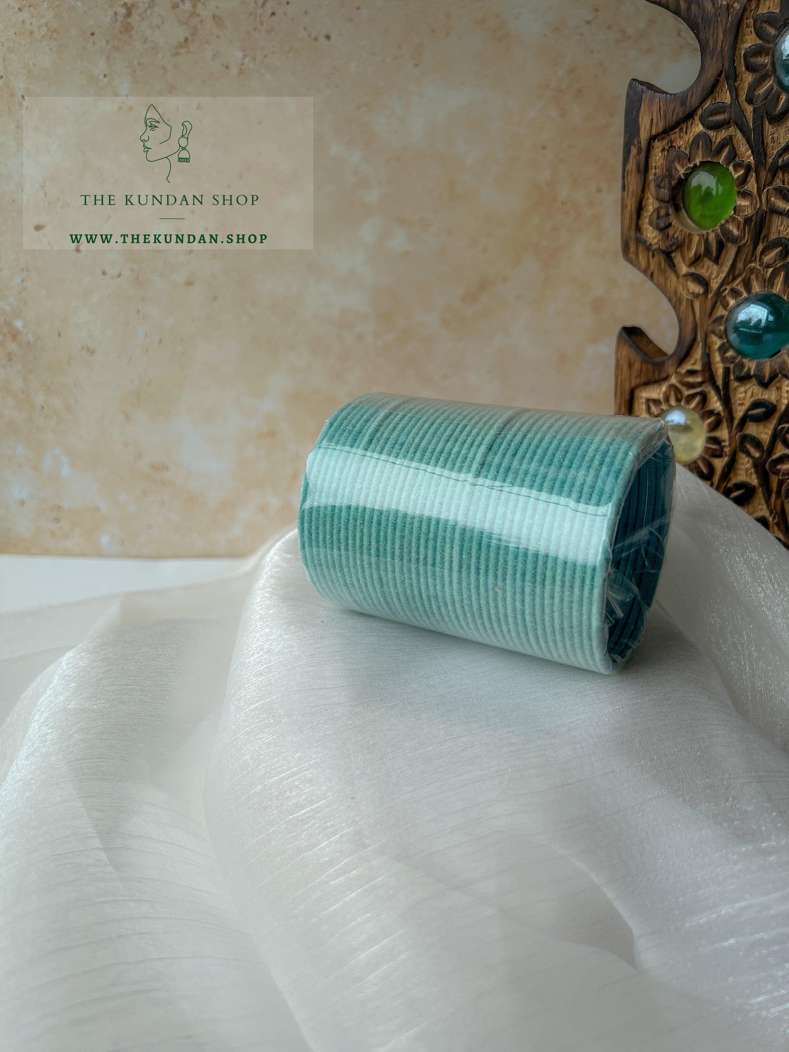 Velvet Bangles in Pastel Blue Bangles THE KUNDAN SHOP 