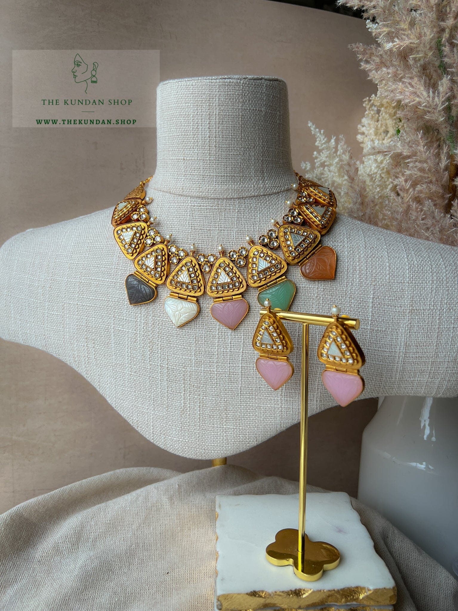 Vintage Spades in Pastel Tones Necklace Sets THE KUNDAN SHOP 