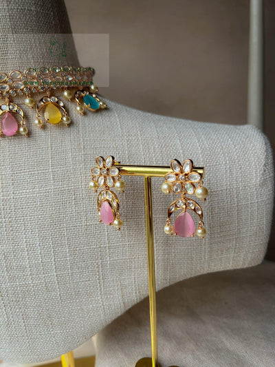 Chaand & Stones in Pastels Necklace Sets THE KUNDAN SHOP 