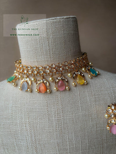 Chaand & Stones in Pastels Necklace Sets THE KUNDAN SHOP 