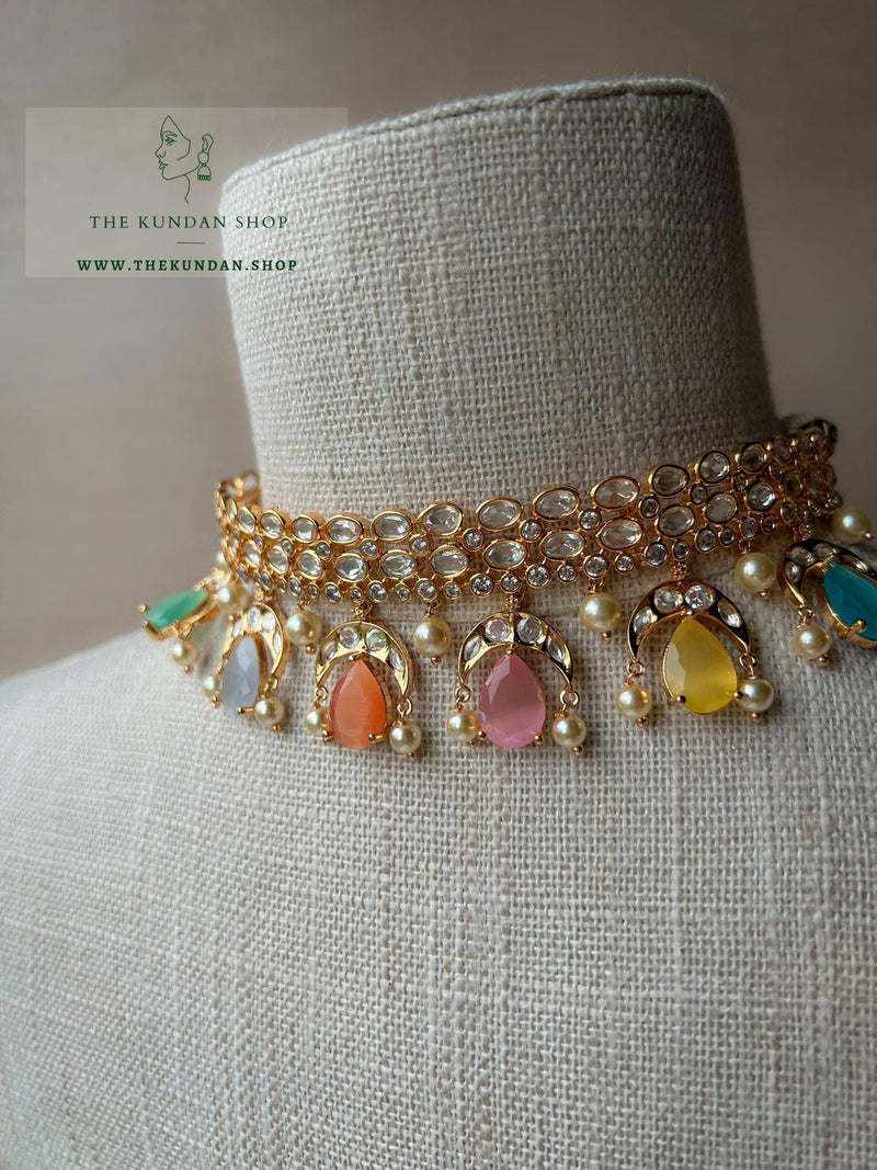 Chaand & Stones in Pastels Necklace Sets THE KUNDAN SHOP 