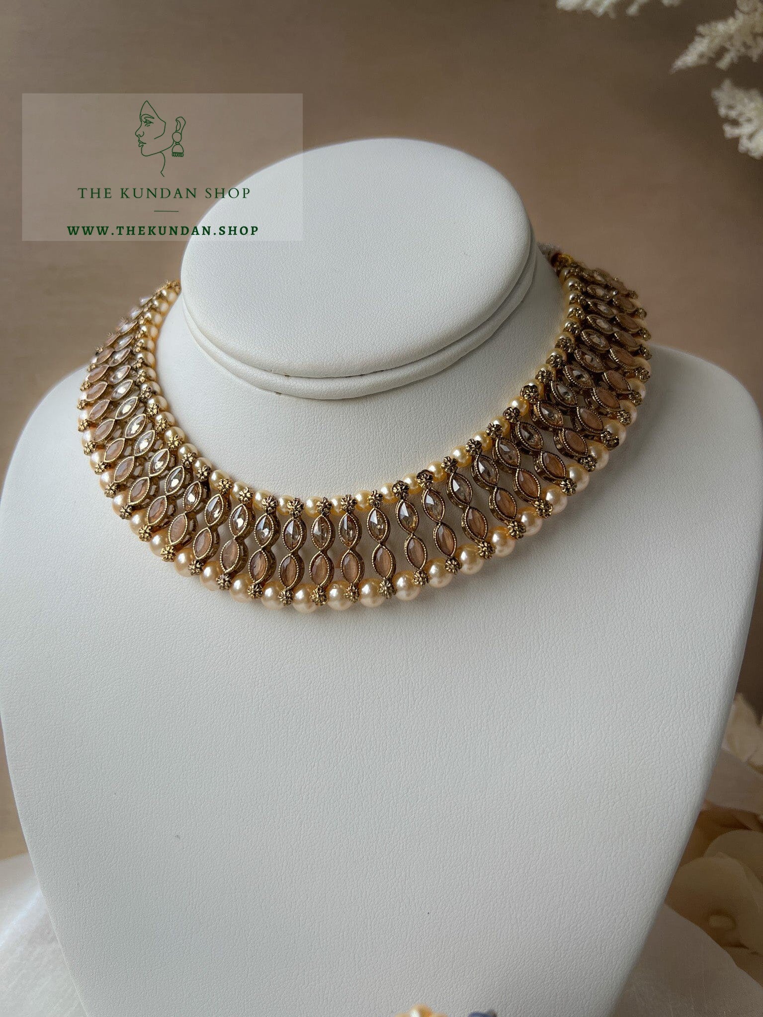 Blushing Polki in Peach Necklace Sets THE KUNDAN SHOP 