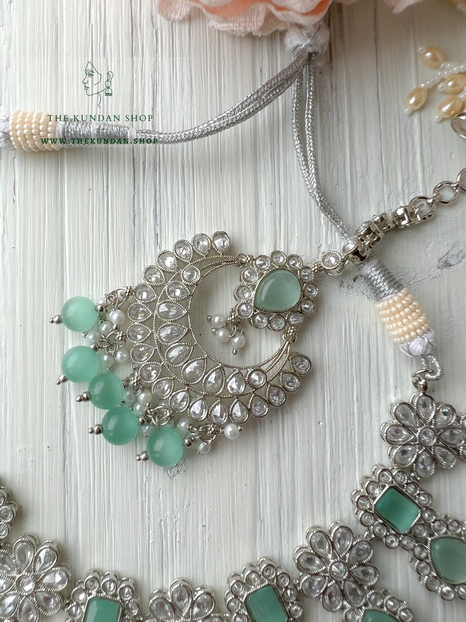 Heavenly Silver in Pastel Necklace Sets THE KUNDAN SHOP 