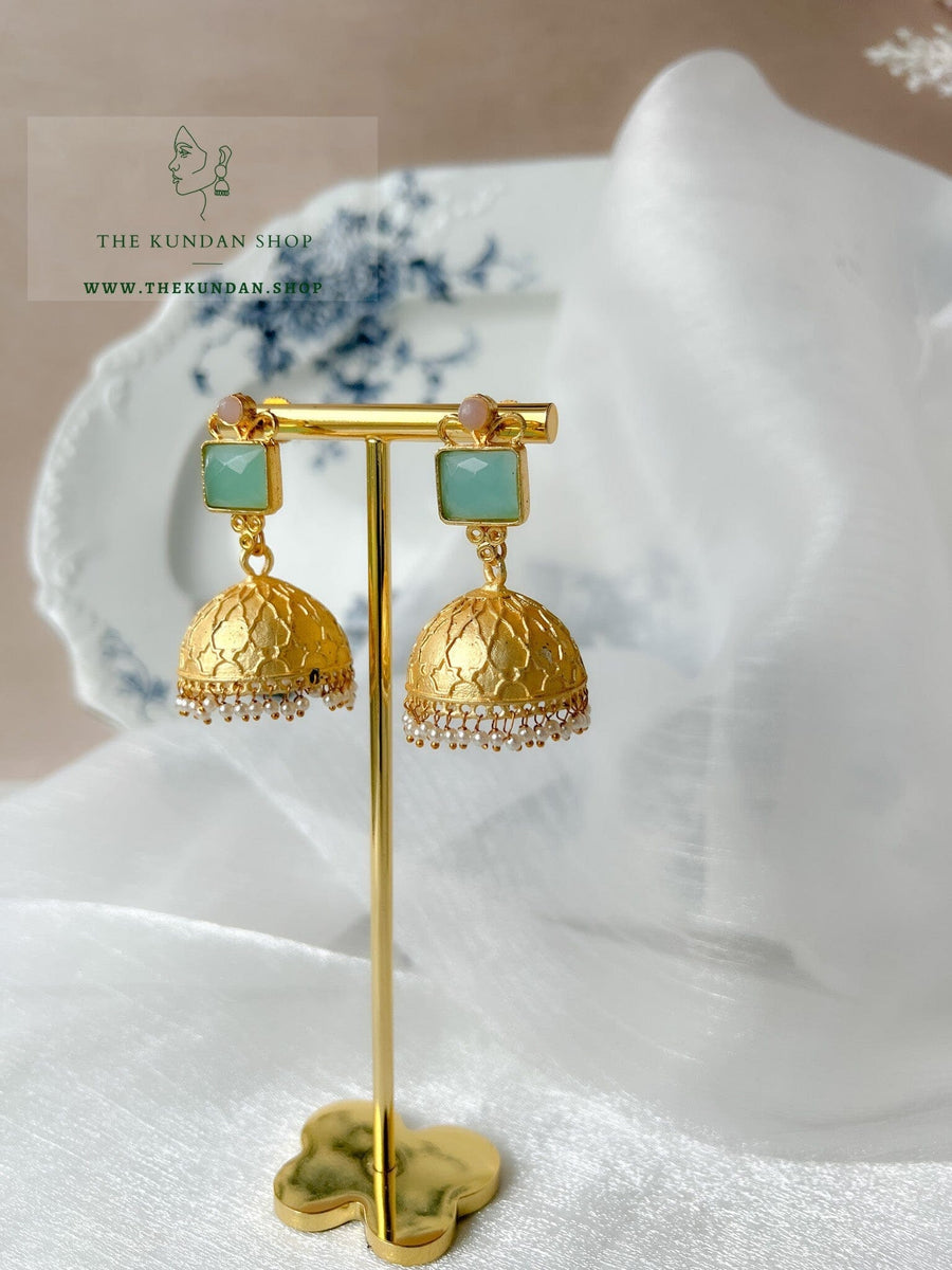 Pastel Jhumki in Gold Earrings THE KUNDAN SHOP 