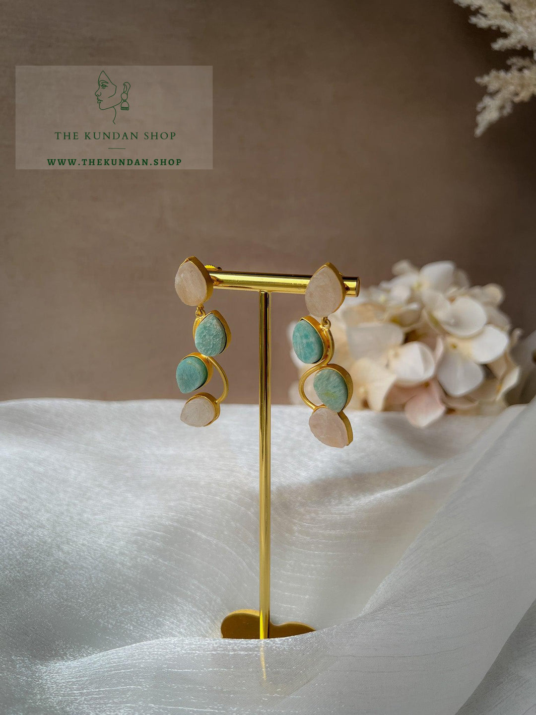 Teardrop Stones Earrings THE KUNDAN SHOP 