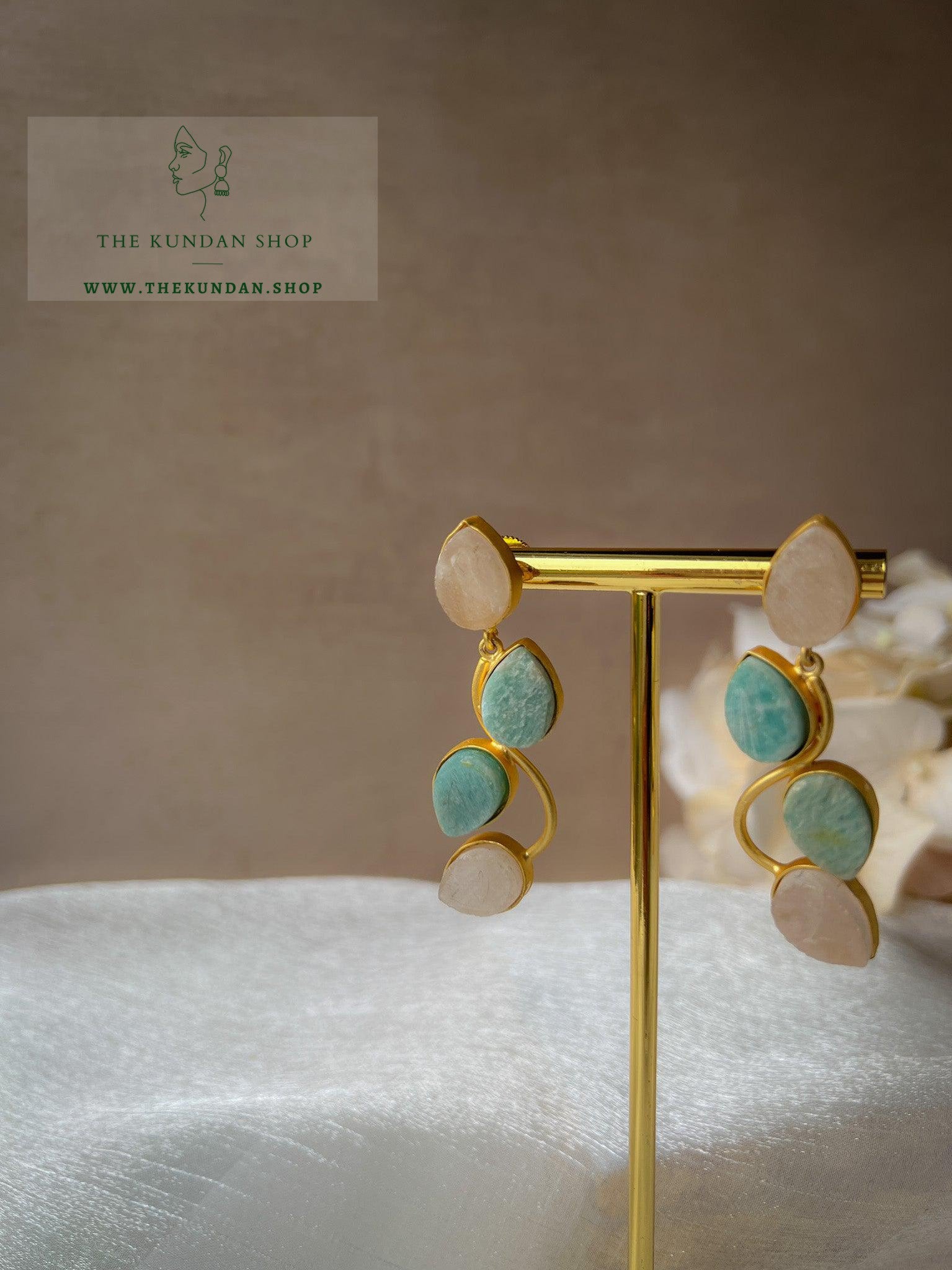 Teardrop Stones Earrings THE KUNDAN SHOP 
