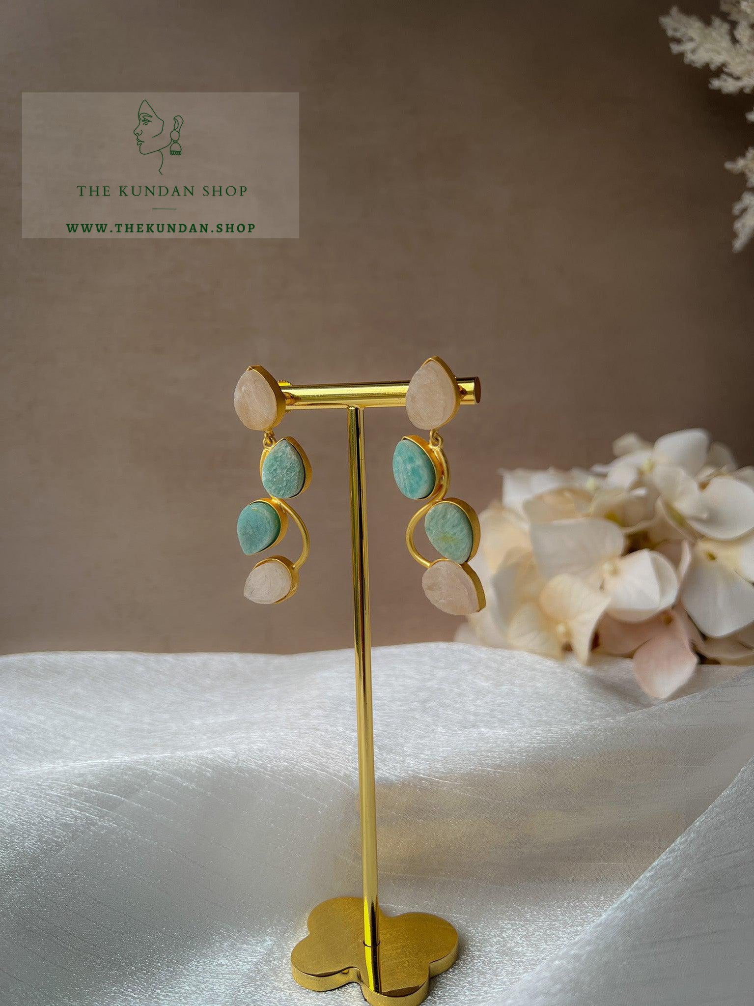 Teardrop Stones Earrings THE KUNDAN SHOP Pastels 