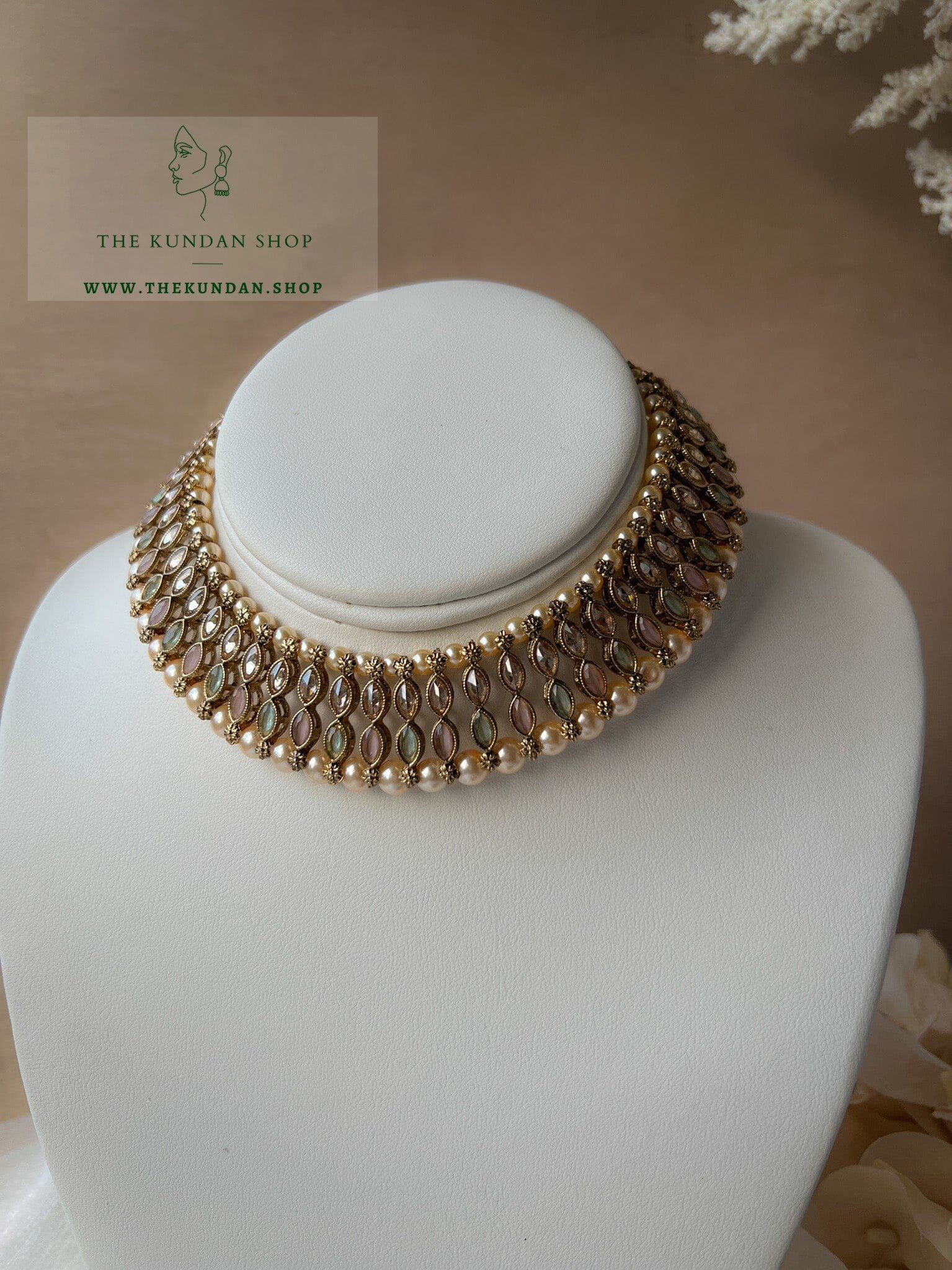 Blushing Polki in Pastel Pink & Mint Necklace Sets THE KUNDAN SHOP 