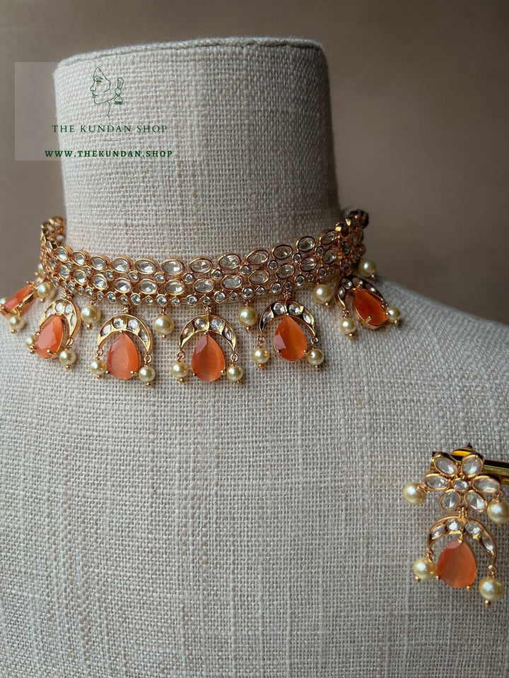 Chaand & Stones in Peach Necklace Sets THE KUNDAN SHOP 