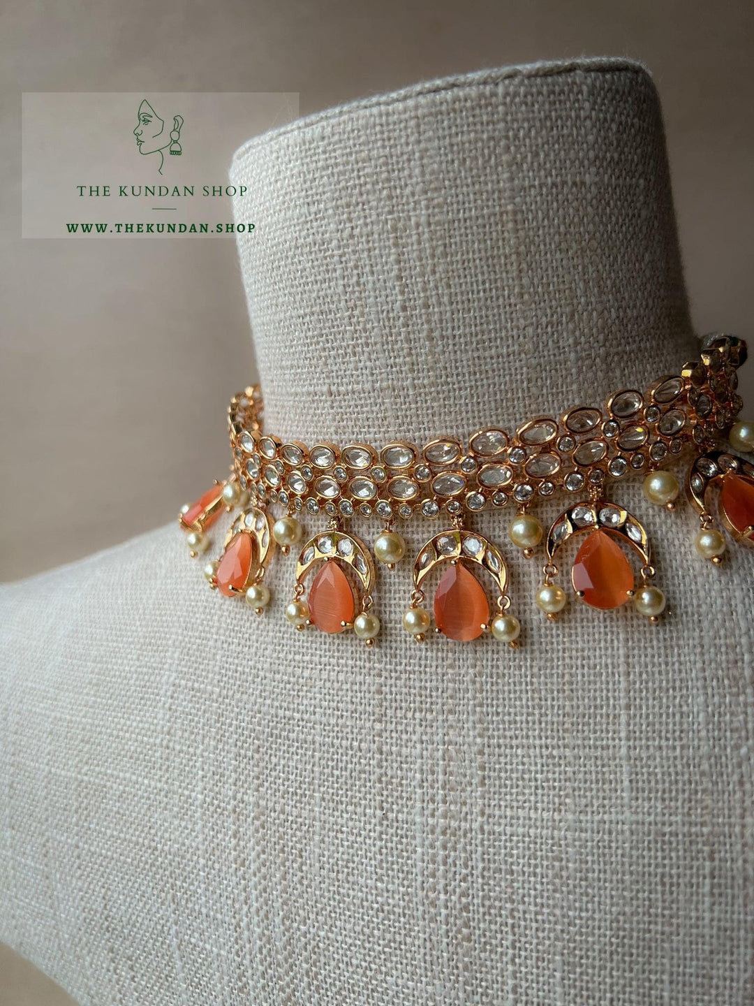 Chaand & Stones in Peach Necklace Sets THE KUNDAN SHOP 