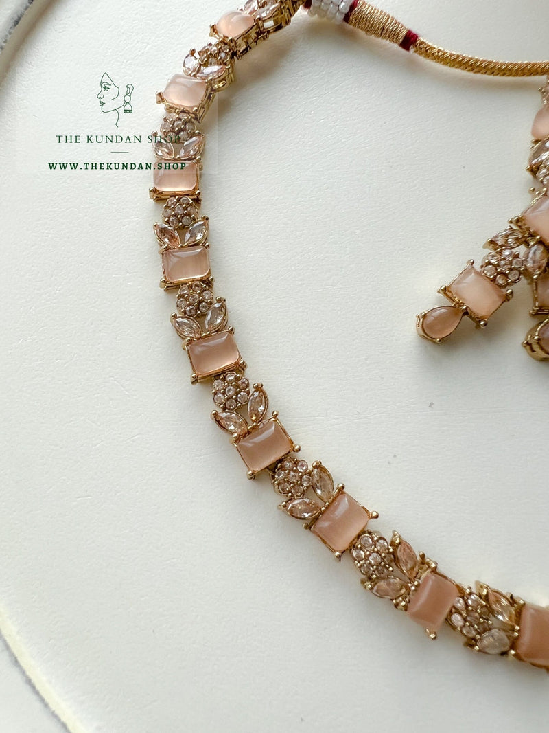 Interest Champagne in Peach Necklace Sets THE KUNDAN SHOP 