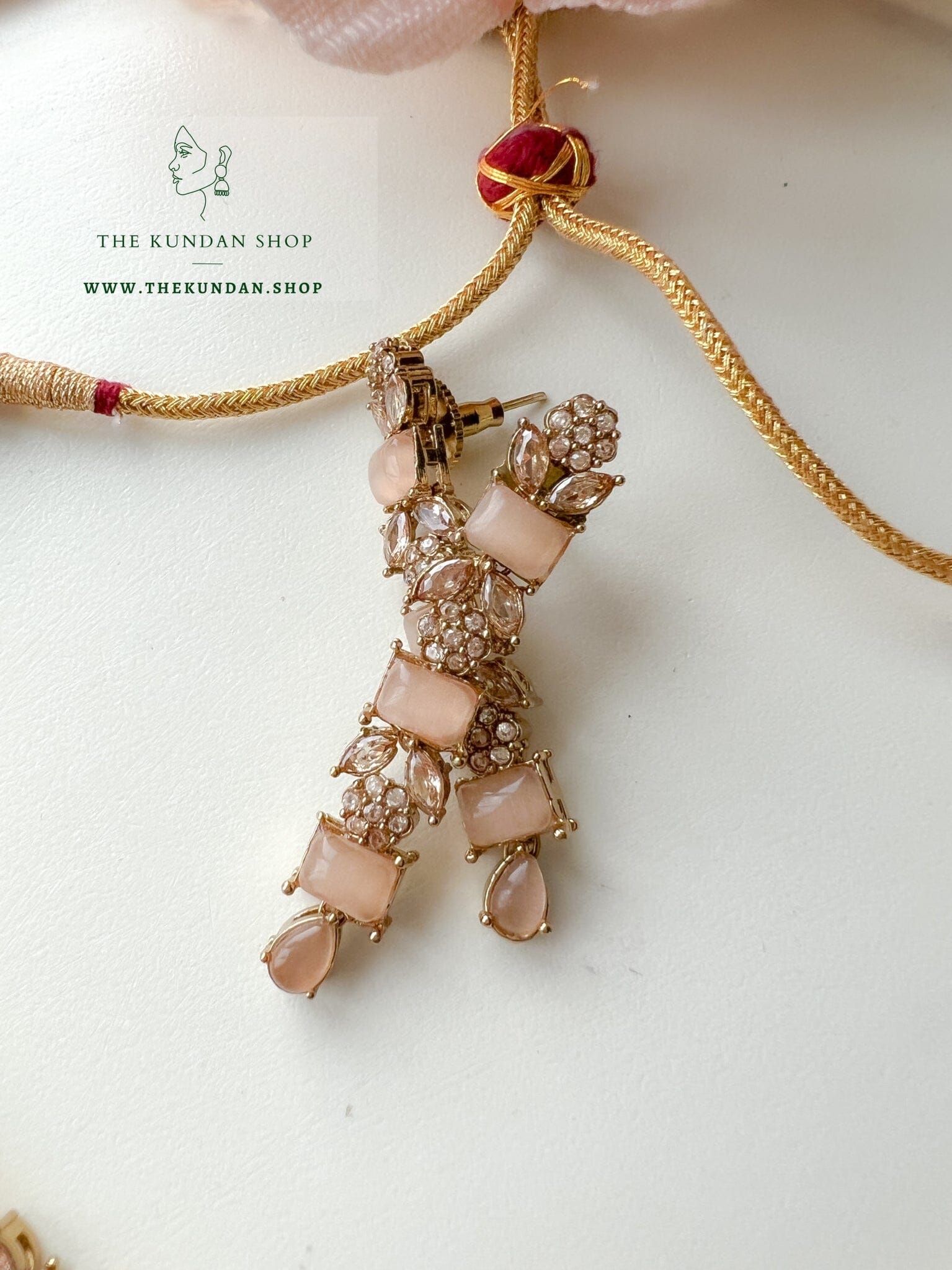 Interest Champagne in Peach Necklace Sets THE KUNDAN SHOP 