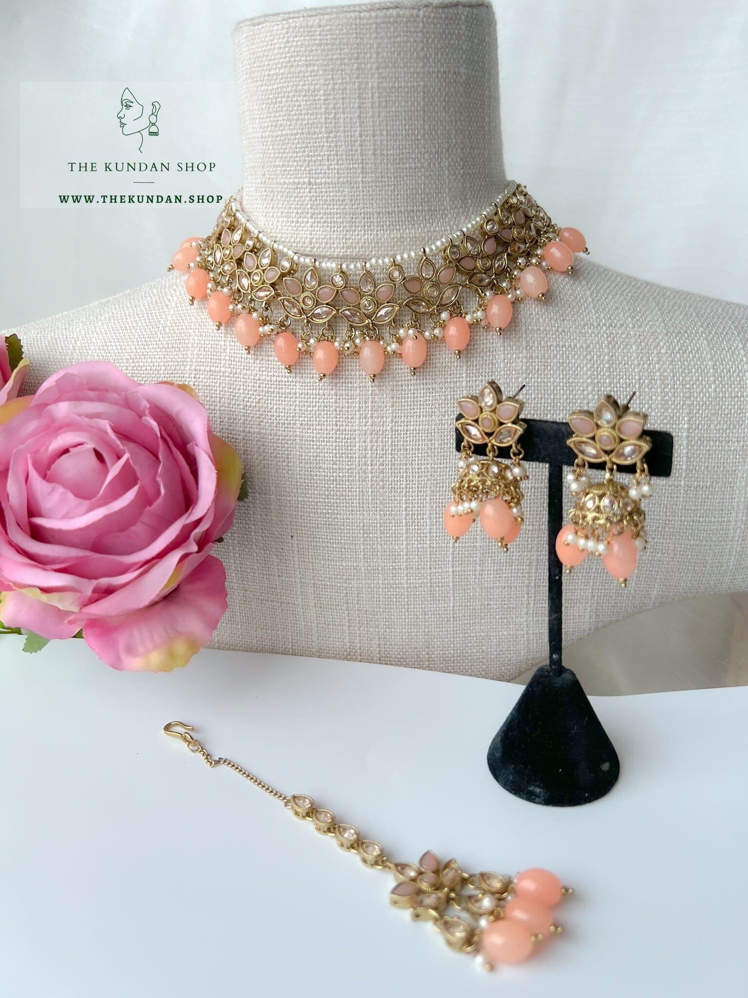 Focus in Peach Necklace Sets THE KUNDAN SHOP 