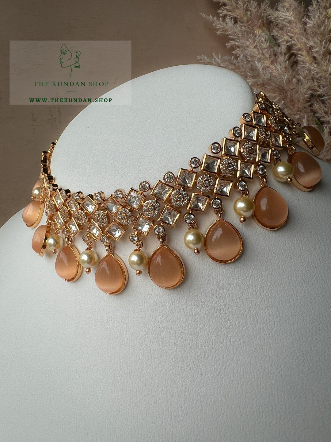 Spirited Kundan in Peach Necklace Sets THE KUNDAN SHOP 