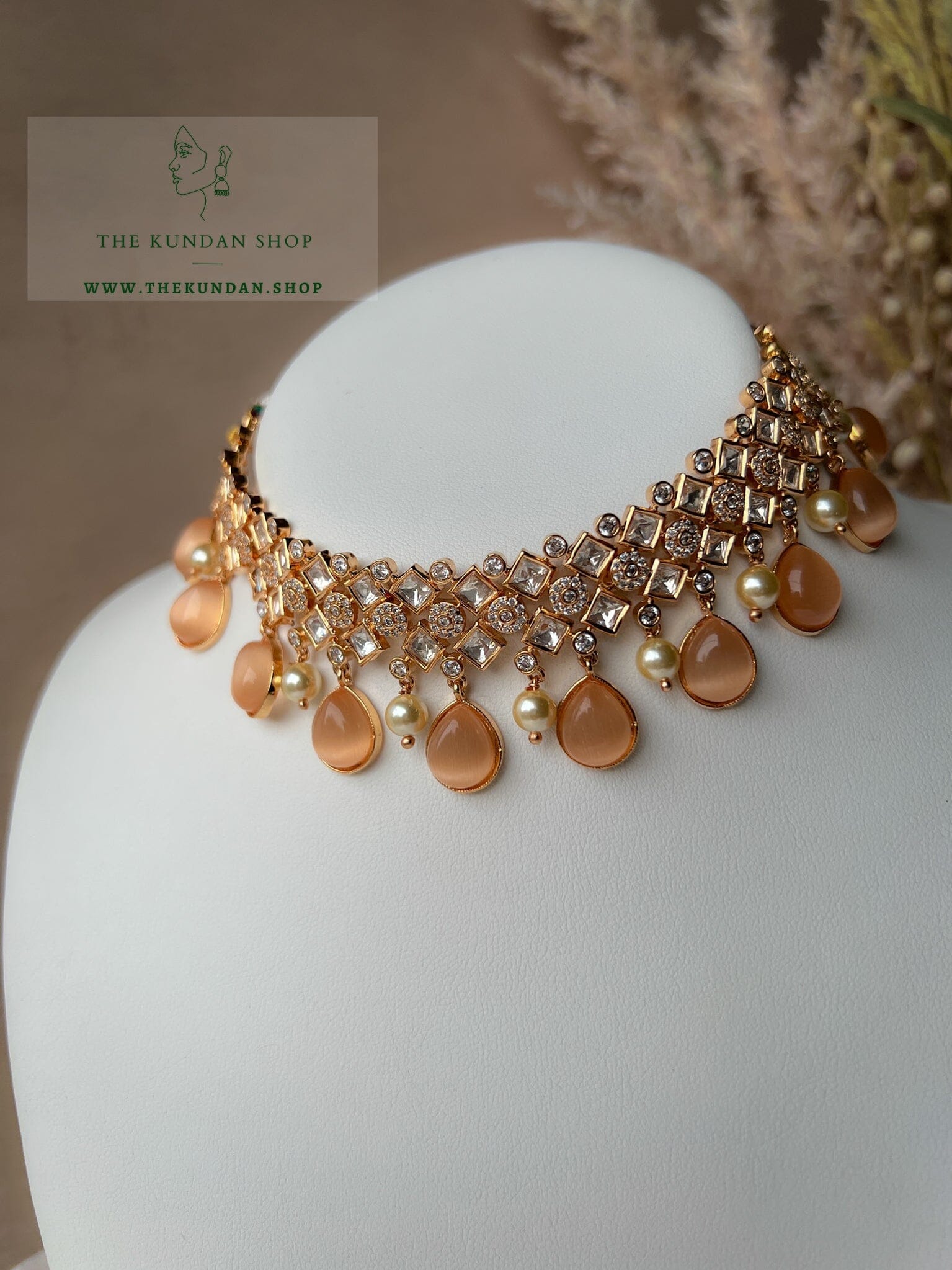 Spirited Kundan in Peach Necklace Sets THE KUNDAN SHOP 