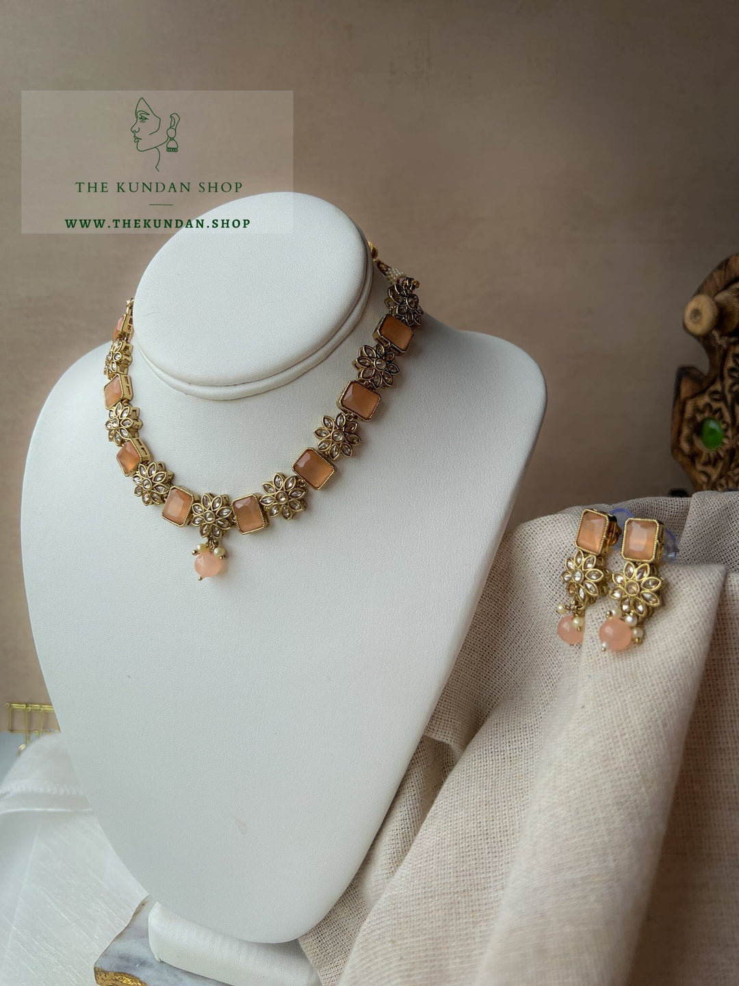 Private in Peach Necklace Sets THE KUNDAN SHOP 