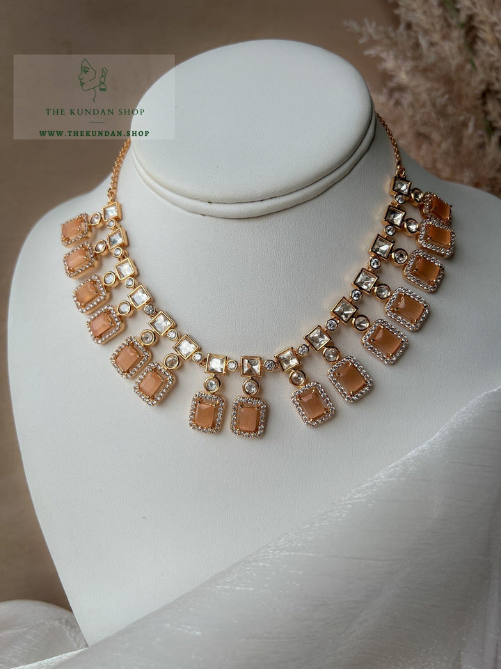 Rise in Peach Necklace Sets THE KUNDAN SHOP 