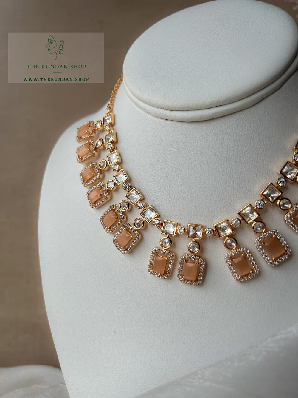 Rise in Peach Necklace Sets THE KUNDAN SHOP 