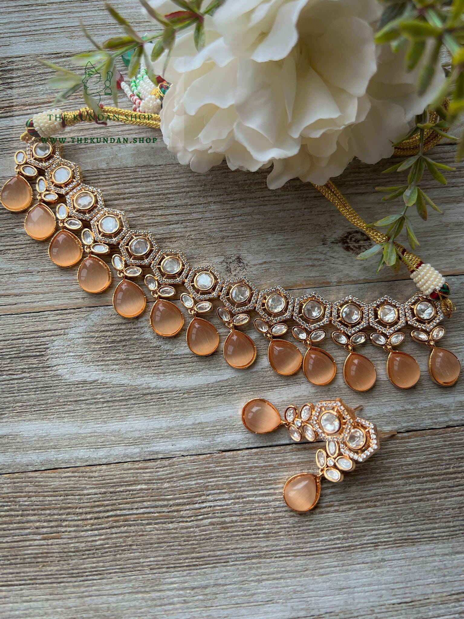 Definite in Peach Necklace Sets THE KUNDAN SHOP 