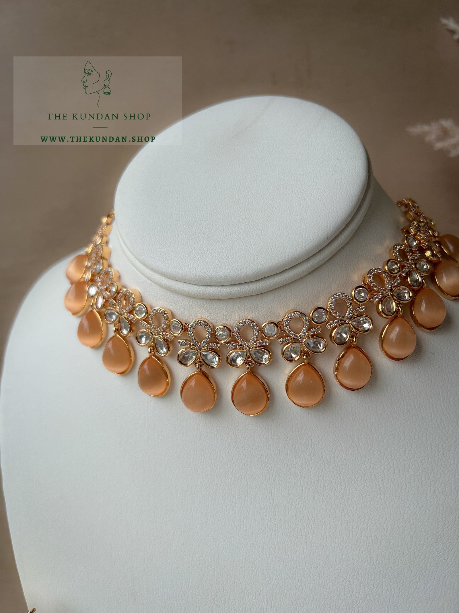Hopeless Romantic in Peach Necklace Sets THE KUNDAN SHOP 