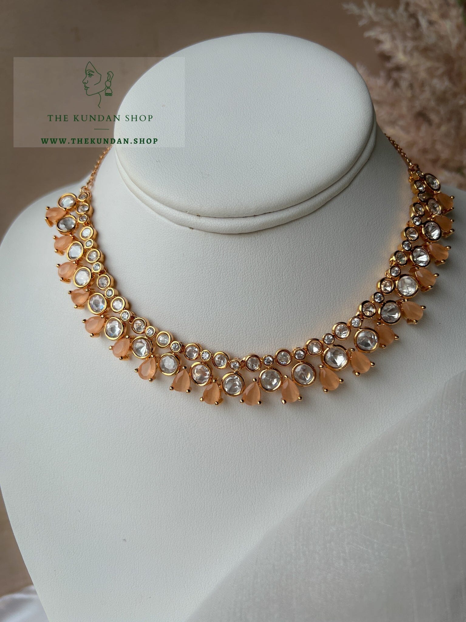 Gatekeep in Peach Necklace Sets THE KUNDAN SHOP 