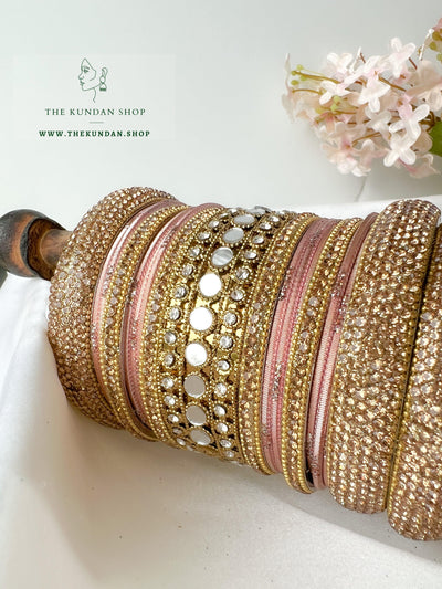 Round Sheesha Bangles in Peach Bangles THE KUNDAN SHOP 