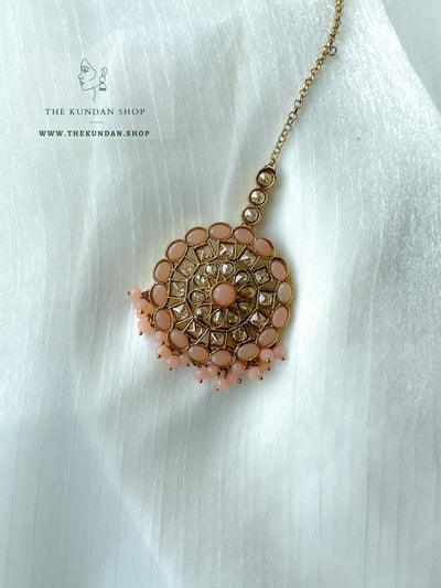 Willing in Peach Earrings + Tikka THE KUNDAN SHOP 