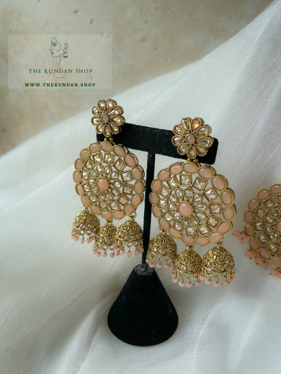 Willing in Peach Earrings + Tikka THE KUNDAN SHOP 
