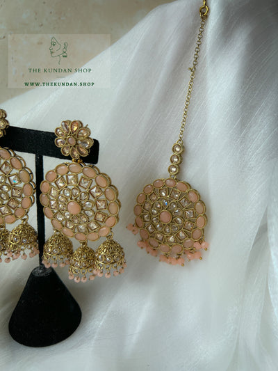 Willing in Peach Earrings + Tikka THE KUNDAN SHOP 