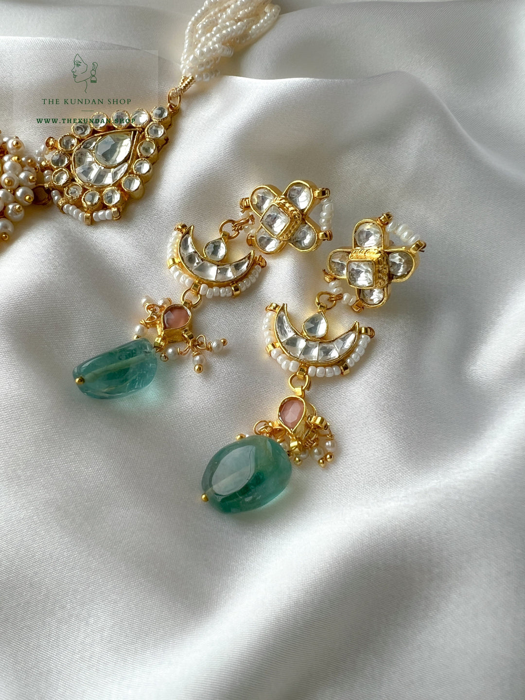 Lighter Days in Peach & Green Necklace Sets THE KUNDAN SHOP 