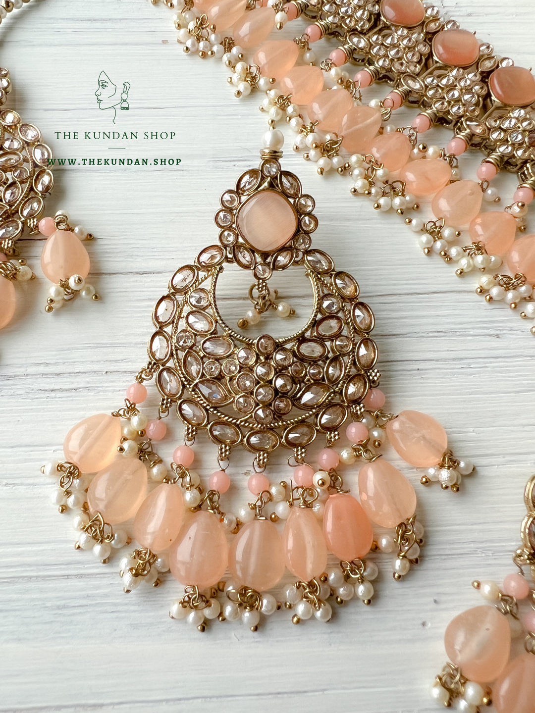 Fall Apart in Peach Necklace Sets THE KUNDAN SHOP 