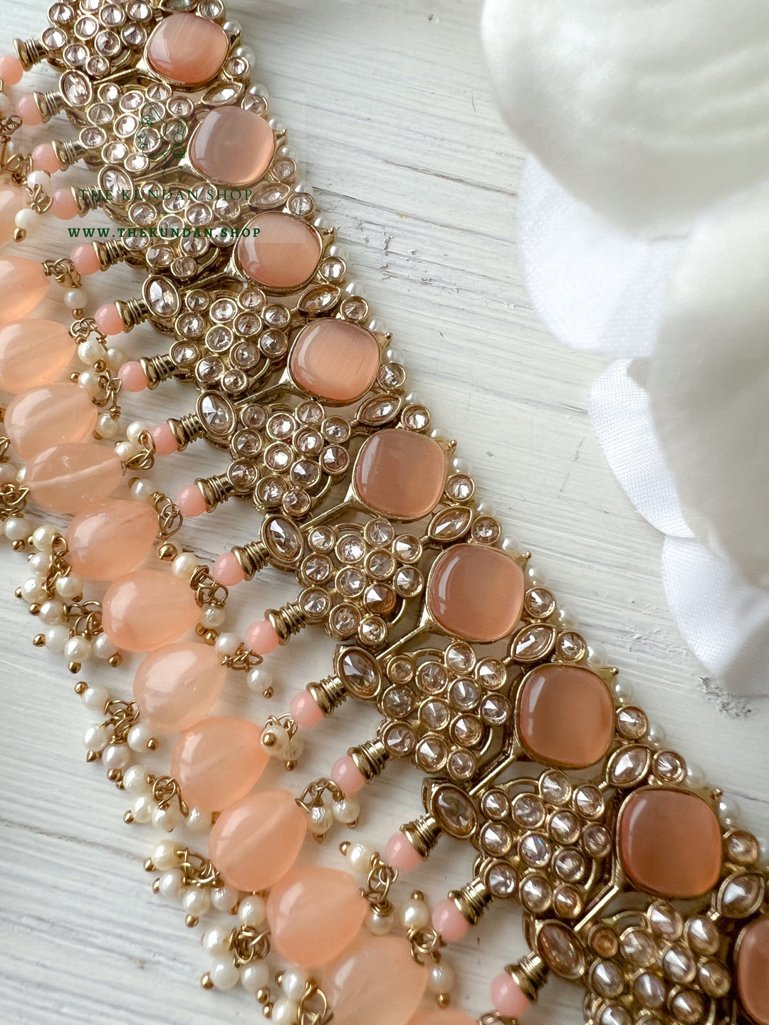 Fall Apart in Peach Necklace Sets THE KUNDAN SHOP 