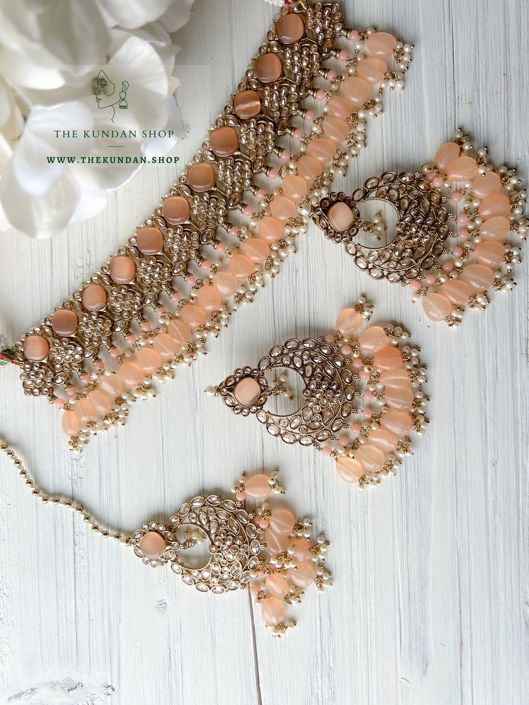 Fall Apart in Peach Necklace Sets THE KUNDAN SHOP 