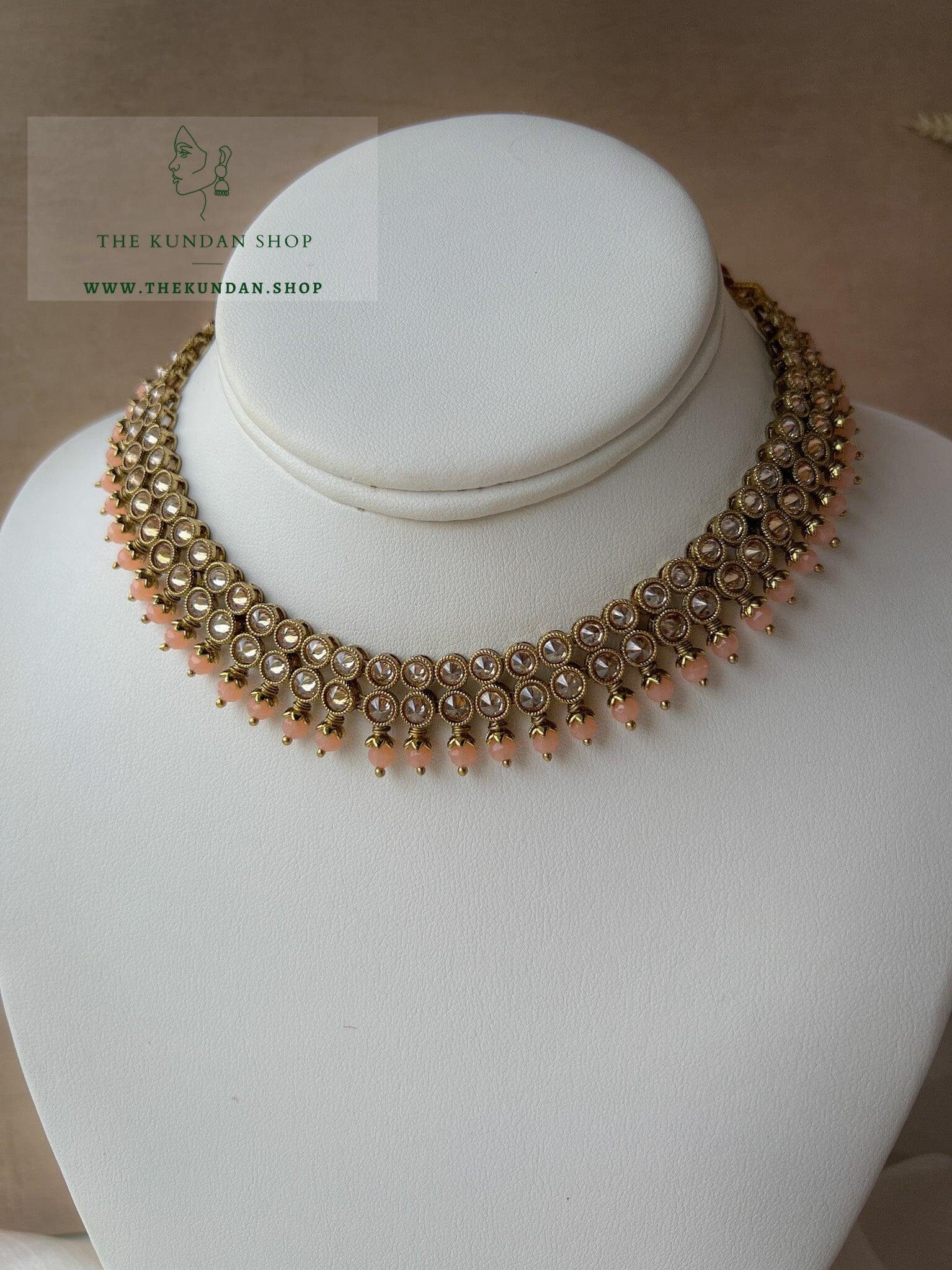 Impress Polki in Peach Necklace Sets THE KUNDAN SHOP 