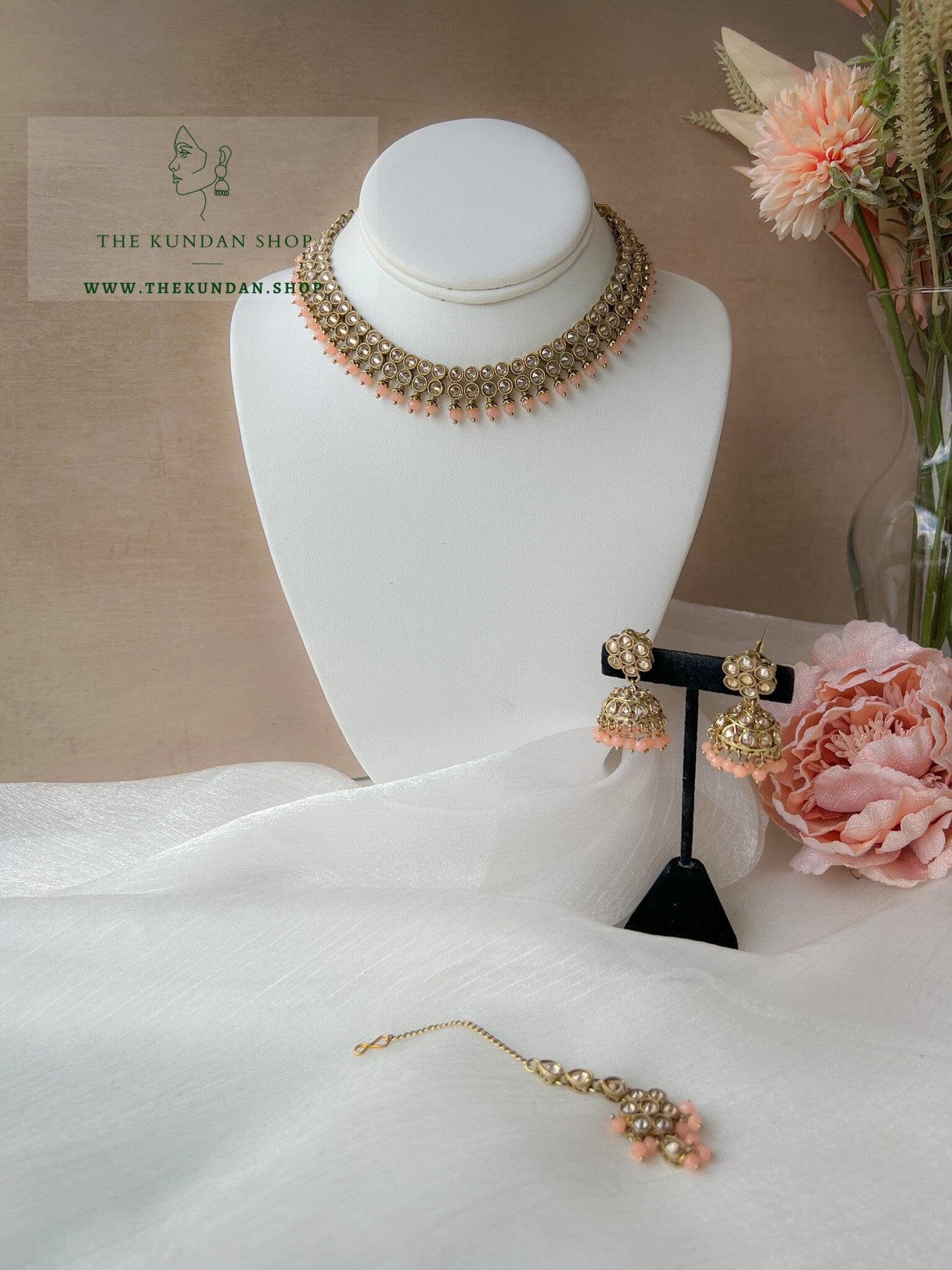 Impress Polki in Peach Necklace Sets THE KUNDAN SHOP 