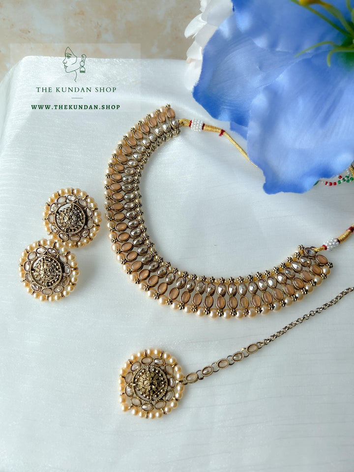 Flushed Polki in Peach Necklace Sets THE KUNDAN SHOP 