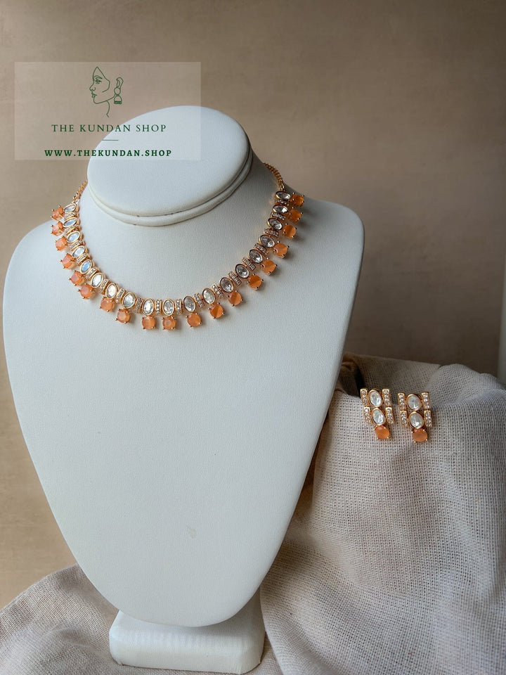 Embellished in Peach Necklace Sets THE KUNDAN SHOP 