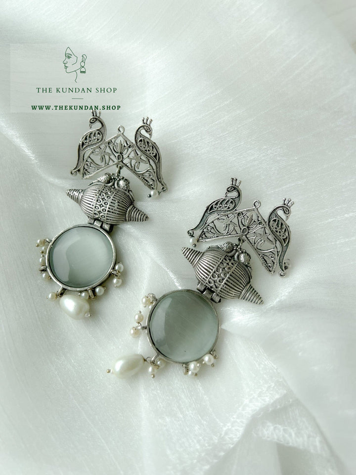 Oxidized Peacock Stones Earrings THE KUNDAN SHOP 