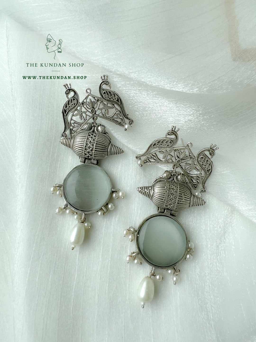 Oxidized Peacock Stones Earrings THE KUNDAN SHOP 