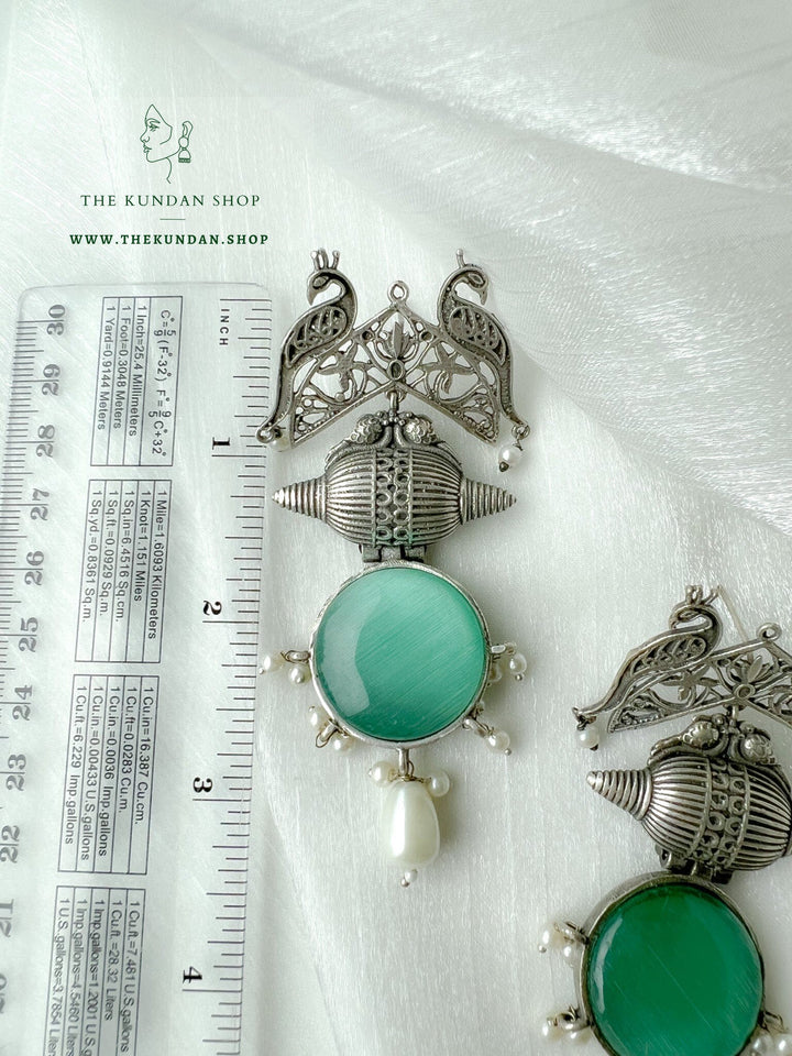 Oxidized Peacock Stones Earrings THE KUNDAN SHOP 