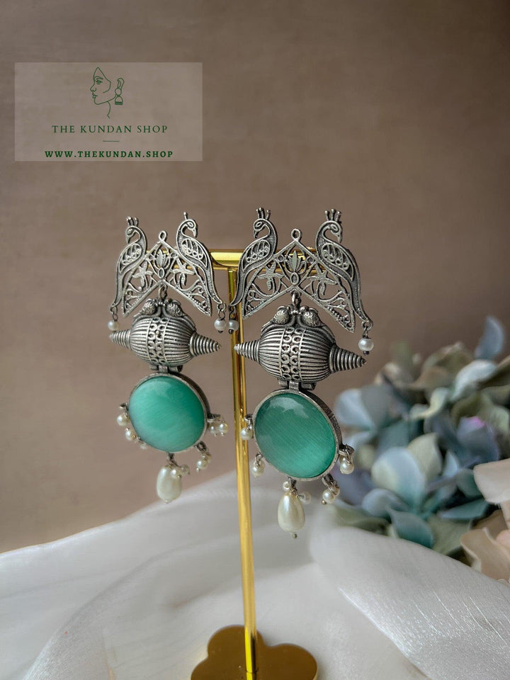 Oxidized Peacock Stones Earrings THE KUNDAN SHOP 