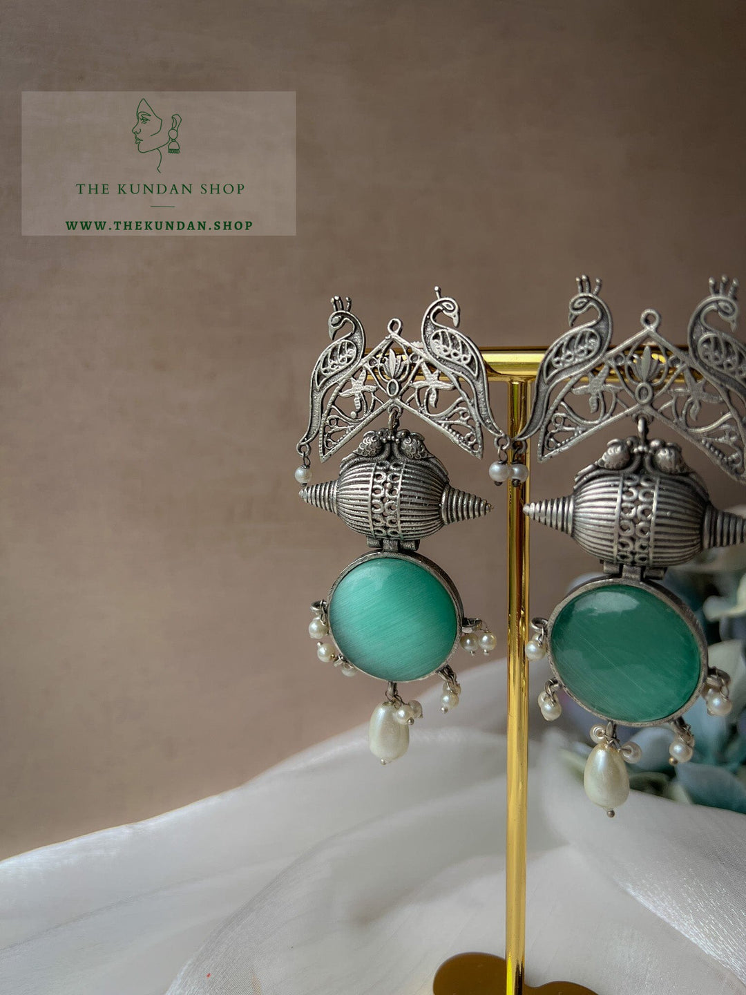 Oxidized Peacock Stones Earrings THE KUNDAN SHOP 