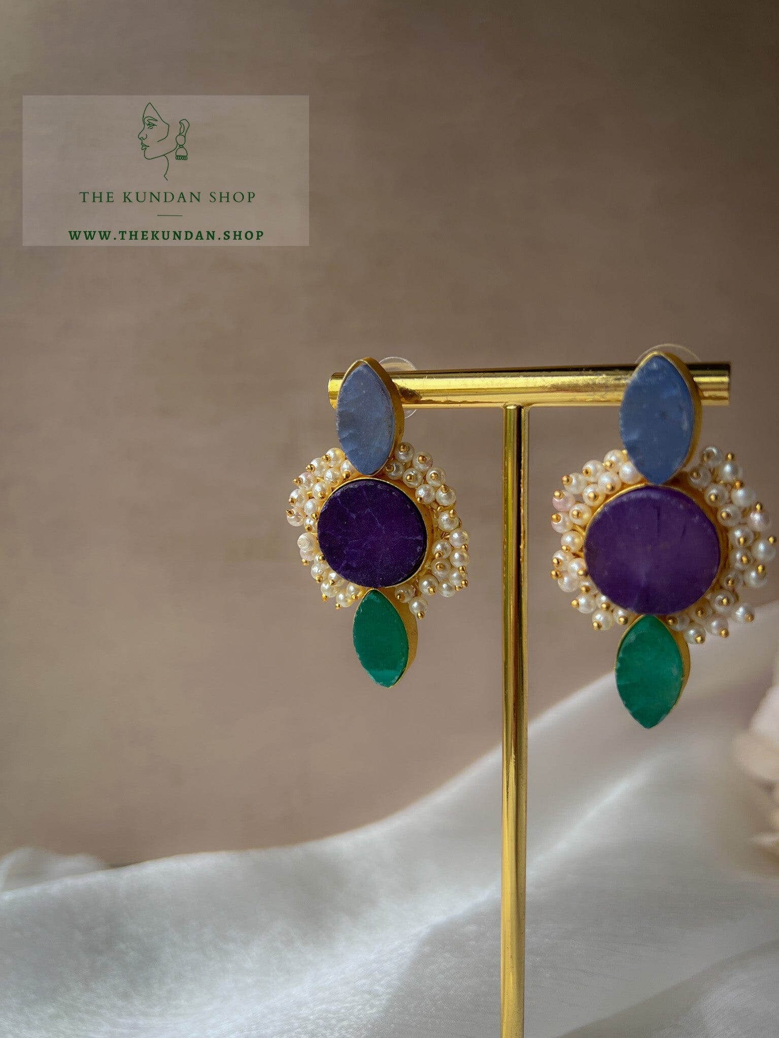 Peacock Tones Earrings THE KUNDAN SHOP 