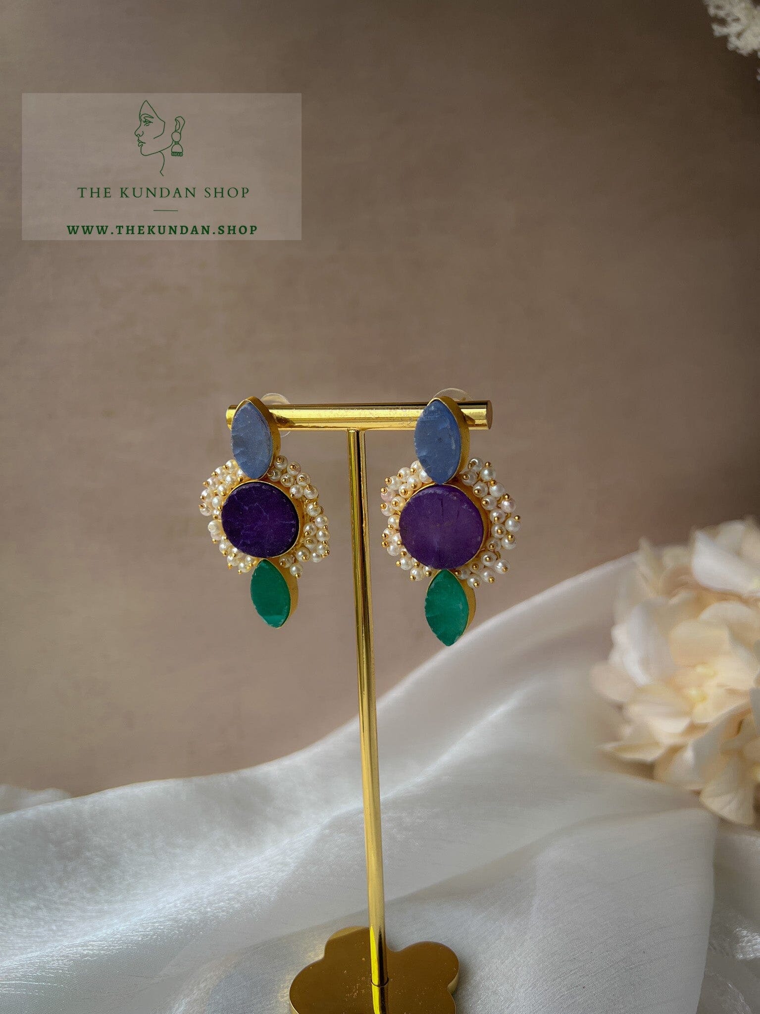 Peacock Tones Earrings THE KUNDAN SHOP Purple Center 