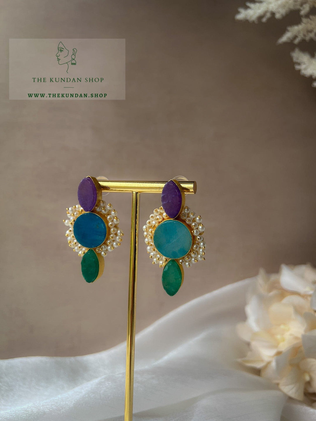 Peacock Tones Earrings THE KUNDAN SHOP 