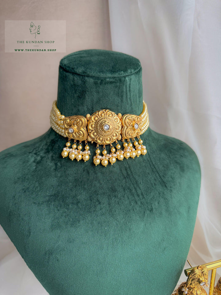 Blushing Pearl in Antique Necklace Sets THE KUNDAN SHOP 