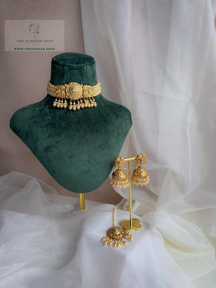 Blushing Pearl in Antique Necklace Sets THE KUNDAN SHOP 
