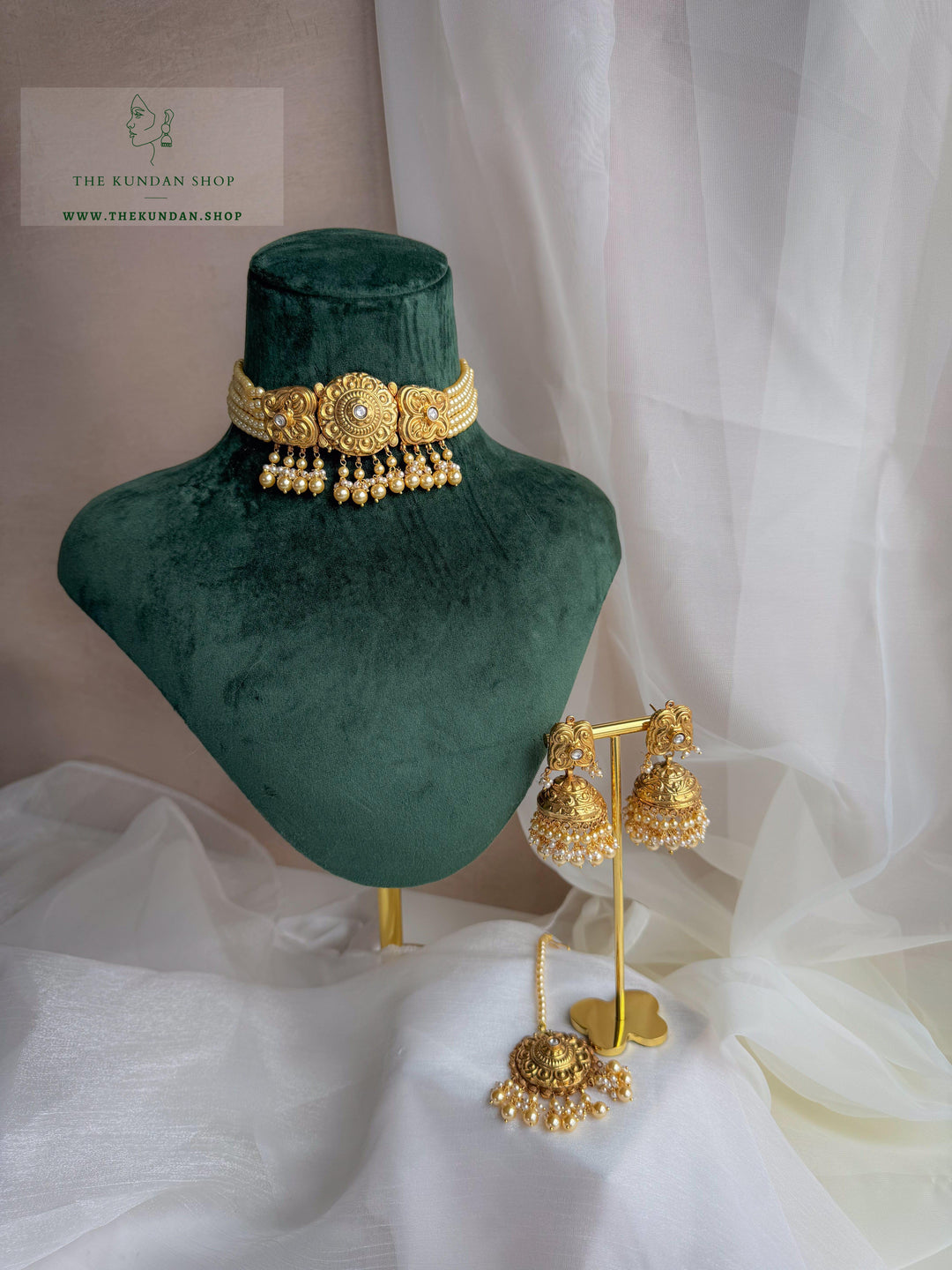 Blushing Pearl in Antique Necklace Sets THE KUNDAN SHOP 
