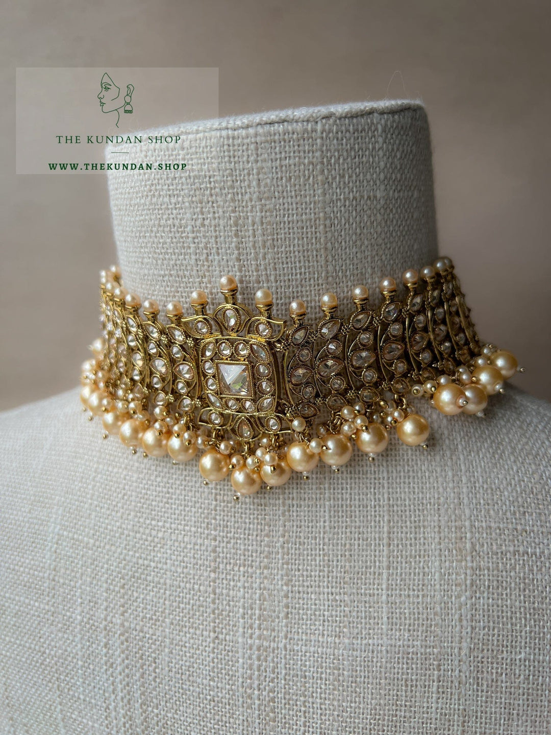 Vivid in Champagne Pearl Necklace Sets THE KUNDAN SHOP 